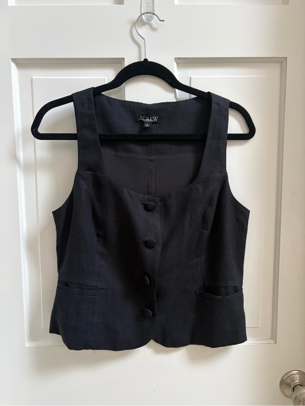 J. Crew Black Sleeveless Button-Front Vest